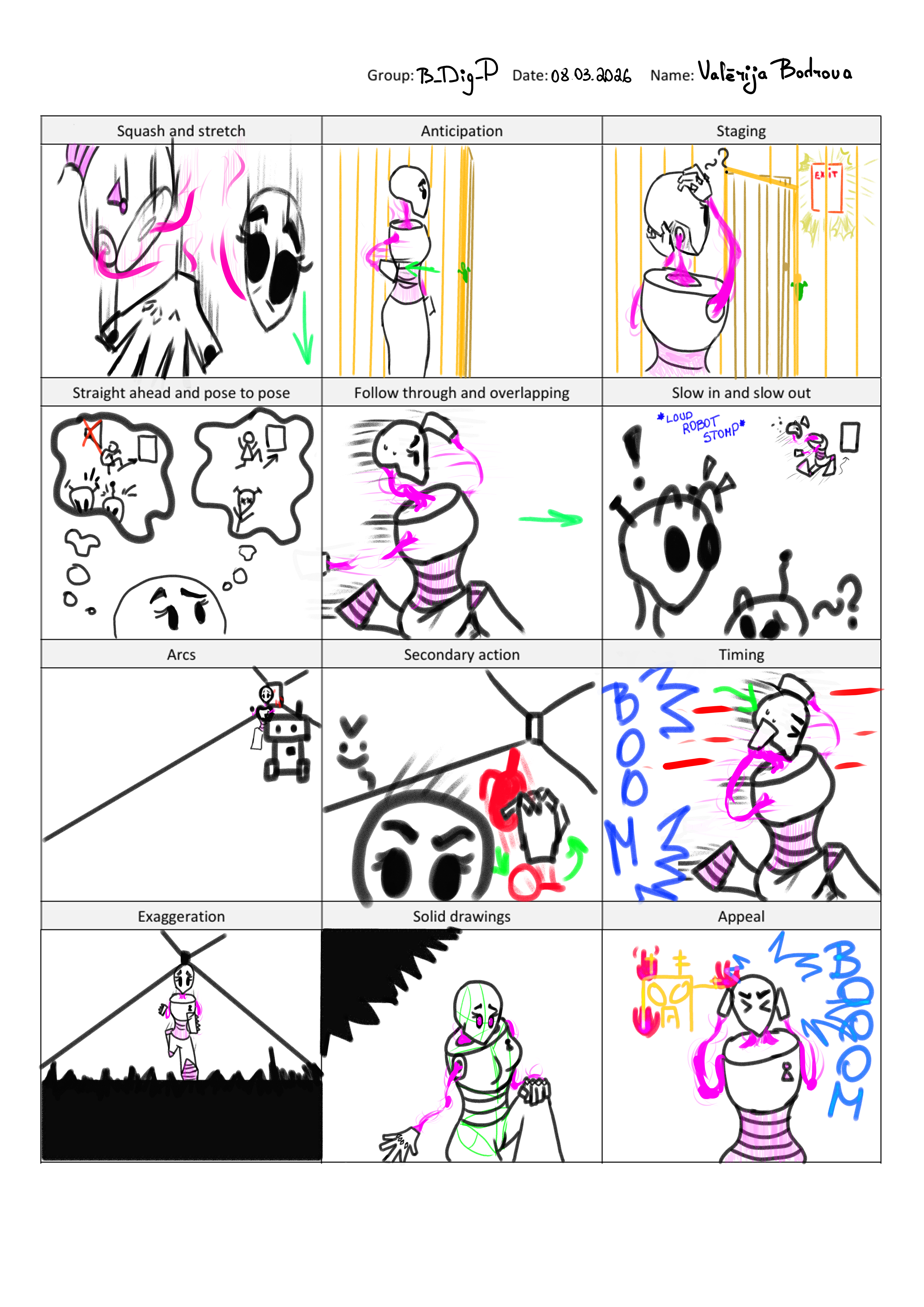 Humanoid-robot escape: applying 12 animation principles